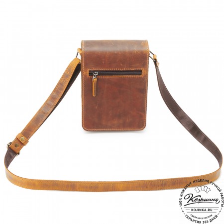 Мужская кожаная сумка "Робин" (рыжий крейзи)